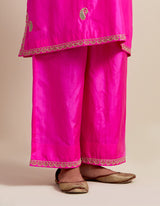 EMBROIDERED TUNIC TROUSER SET- HOT PINK