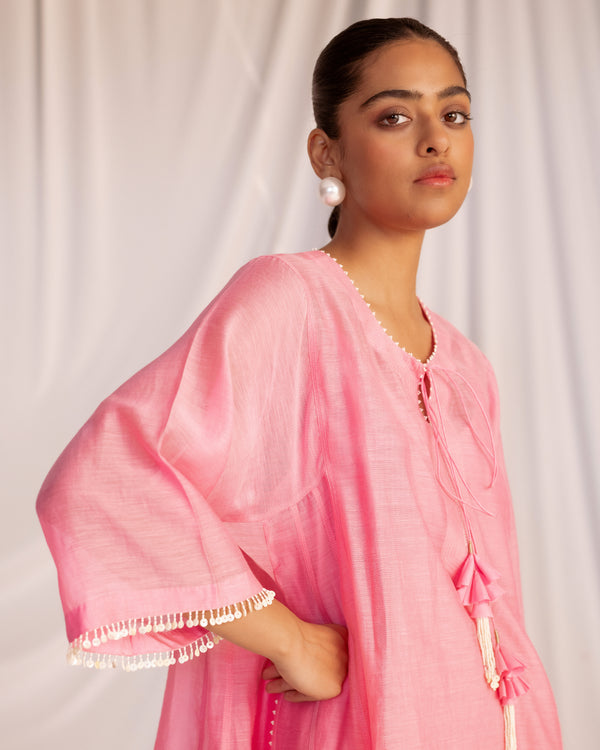 EMBROIDERED TUNIC TROUSER SET- PINK