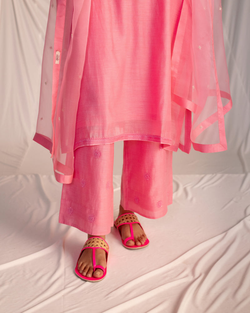 EMBROIDERED TUNIC TROUSER SET- PINK
