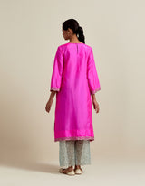 EMBROIDERED TUNIC TROUSER SET- HOT PINK/AQUA