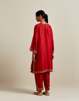 EMBROIDERED TUNIC TROUSER SET- VERMILION