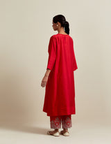 EMBROIDERED TUNIC TROUSER SET- VERMILION