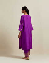 EMBROIDERED TUNIC TROUSER SET- PURPLE