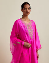 HAND EMBROIDERED DUPATTA- HOT PINK