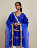 HAND EMBROIDERED DUPATTA- COBALT BLUE