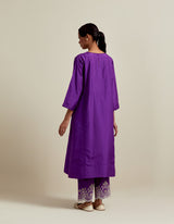 EMBROIDERED TUNIC TROUSER SET- PURPLE