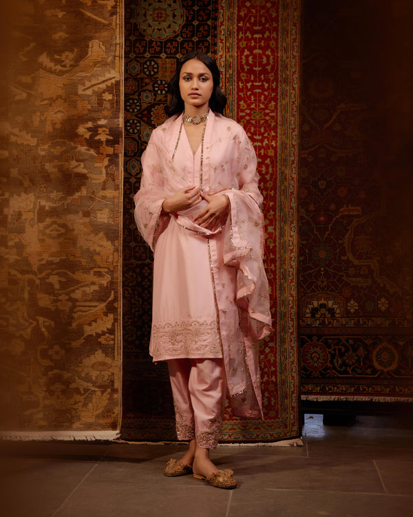 EMBROIDERED TUNIC TROUSER SET- BLUSH