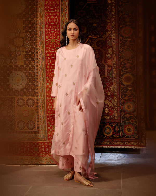 EMBROIDERED TUNIC TROUSER SET- BLUSH