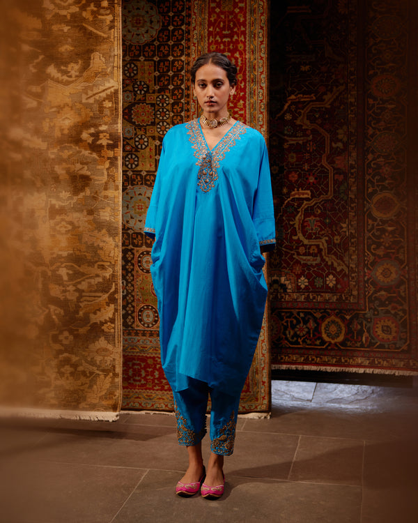 EMBROIDERED TUNIC TROUSER SET- FIROZI