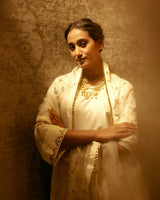 HAND EMBROIDERED DUPATTA- IVORY