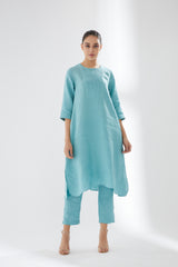 Tunic with Rounded Hem, Pintuck Front Panel