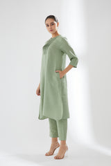 Tunic with Rounded Hem, Pintuck Front Panel