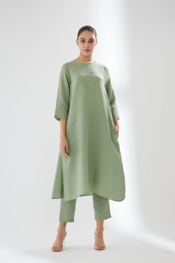 Tunic with Rounded Hem, With Pants