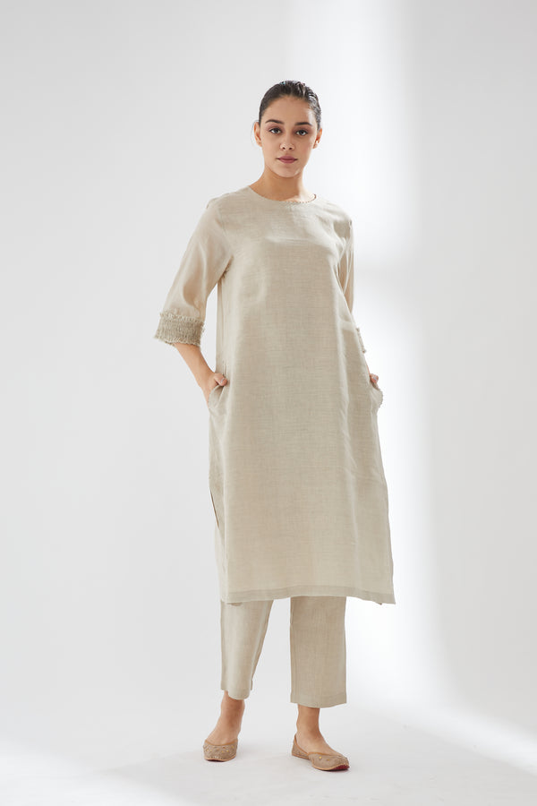Tunic With Hand Smocked Cuffs With Pants
