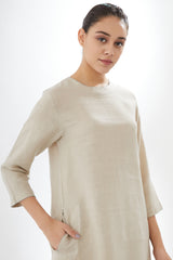 Rounded Hem Tunic With Striped Pants
