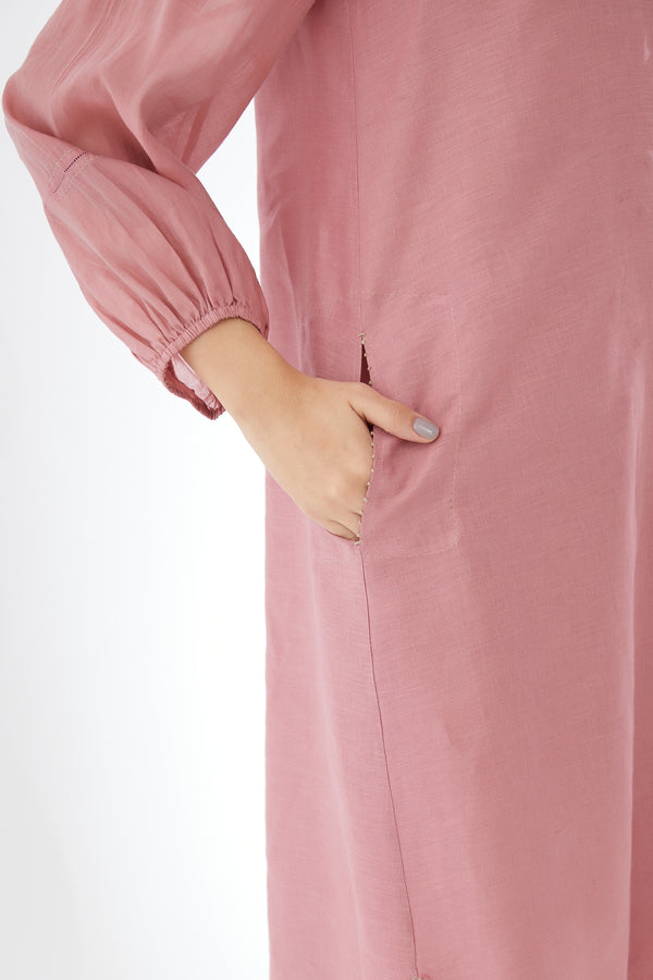 Button-up Balloon Sleeve Tunic With Pants