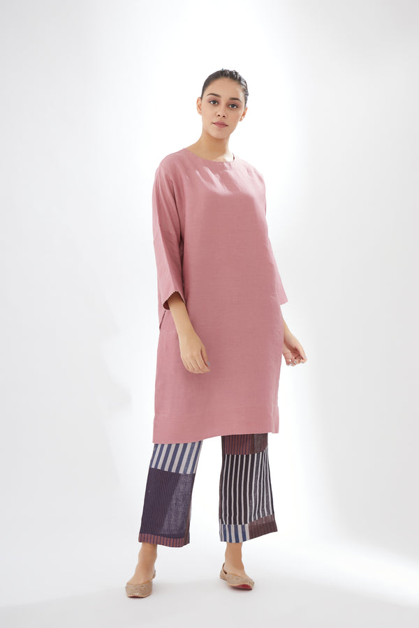 Drop-shoulder Tunic with Striped Pants